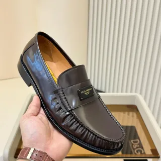 Dolce & Gabbana Loafer Brown Beige Glossy Patent Leather Braided Strap Detail Loafer
