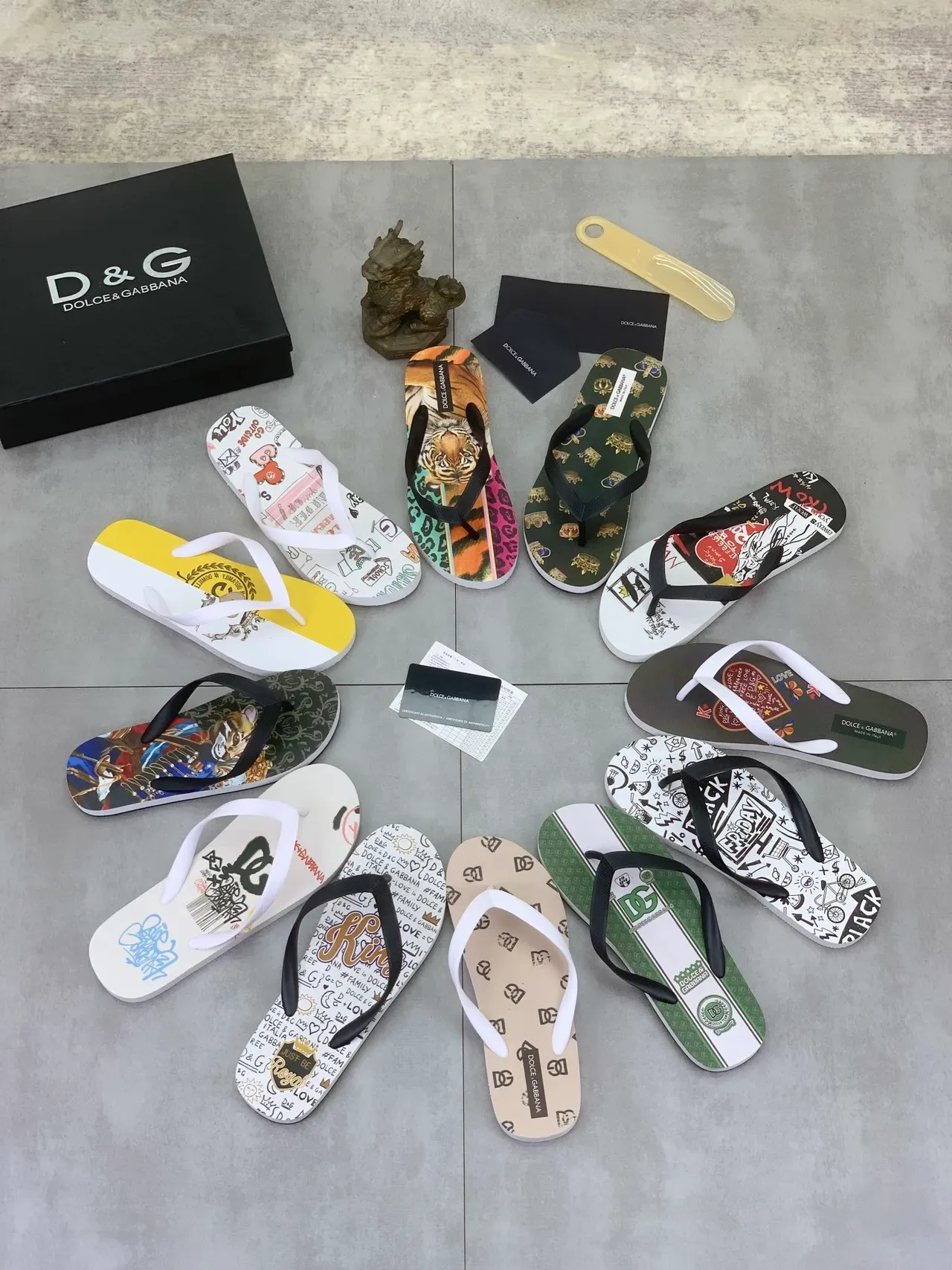 Dolce & Gabbana Multicolor Printed Insole Graphics Contrasting Strap Colors Slippers 1