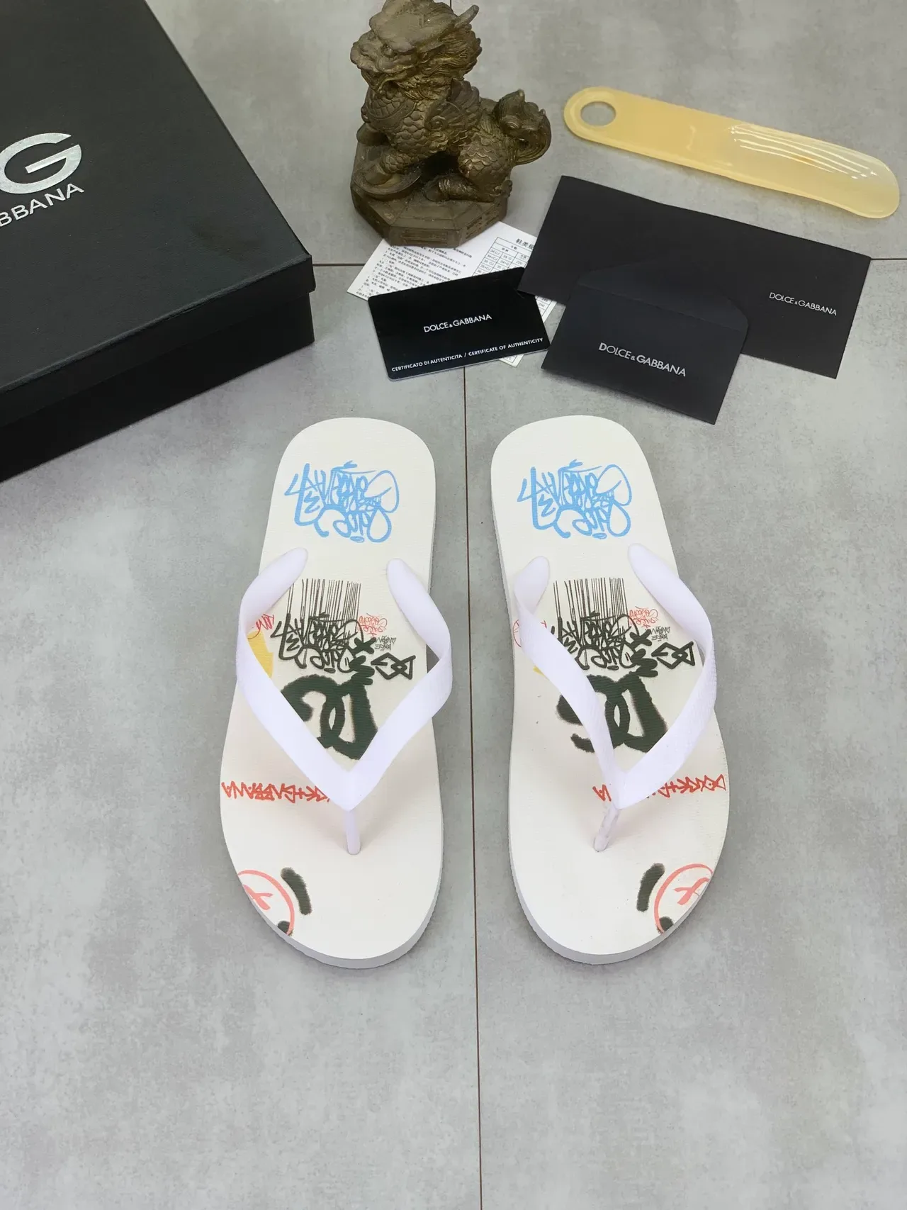 Dolce & Gabbana Multicolor Printed Insole Graphics Contrasting Strap Colors Slippers 6