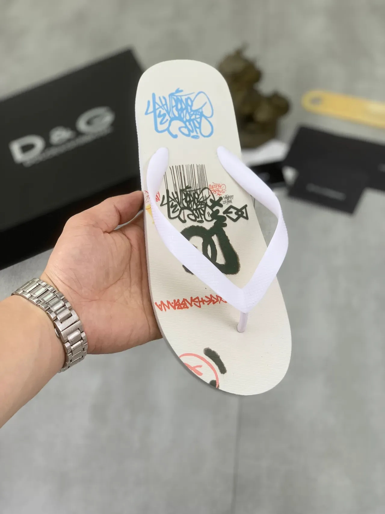 Dolce & Gabbana Multicolor Printed Insole Graphics Contrasting Strap Colors Slippers 14