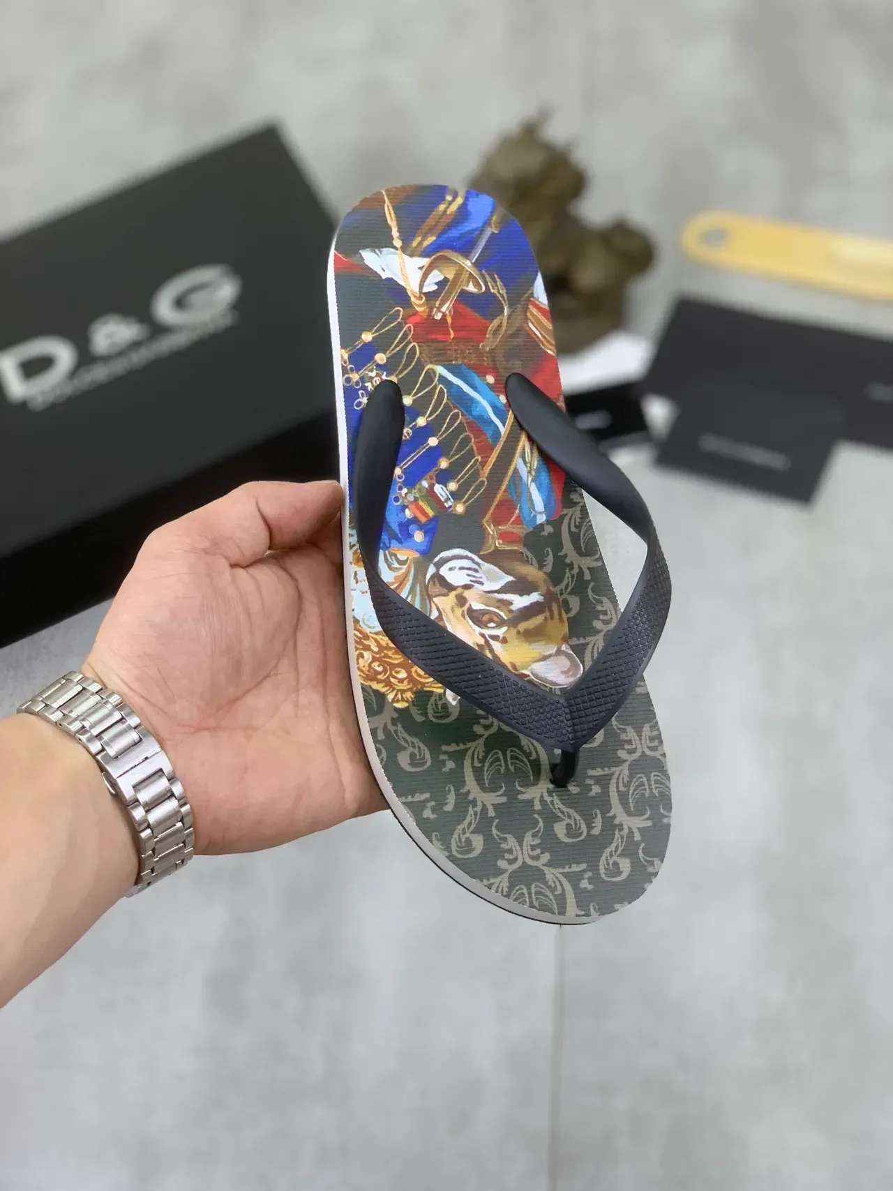 Dolce & Gabbana Multicolor Printed Insole Graphics Contrasting Strap Colors Slippers 17