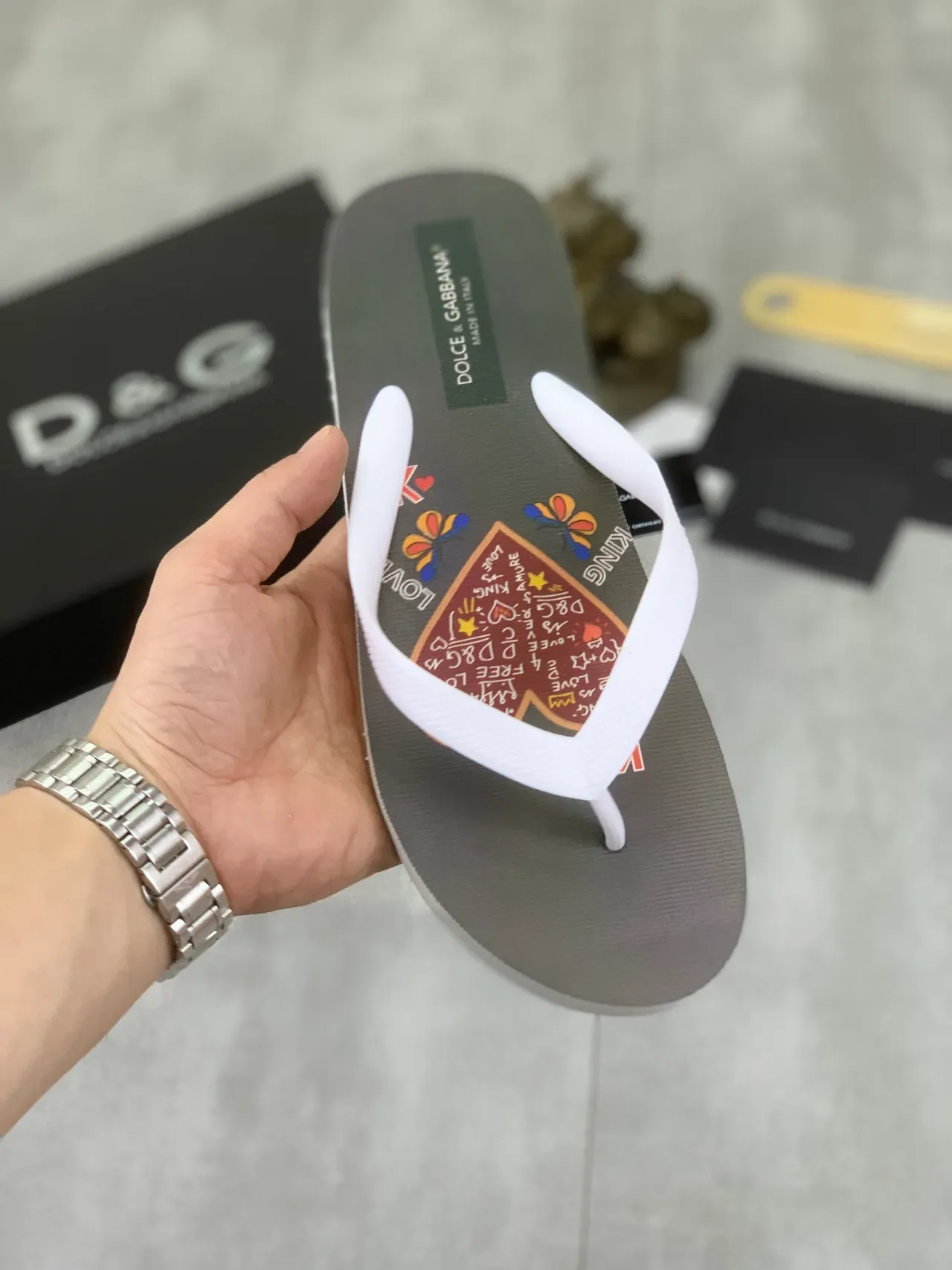 Dolce & Gabbana Multicolor Printed Insole Graphics Contrasting Strap Colors Slippers 19
