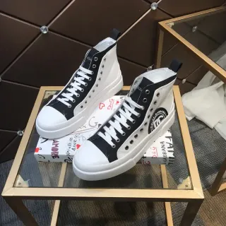 Dolce & Gabbana NS1 Black and White Canvas High-Top Lifestyle Sneakers