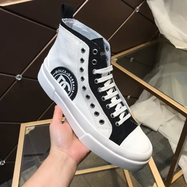 Dolce & Gabbana NS1 Black and White Canvas High-Top Lifestyle Sneakers 2