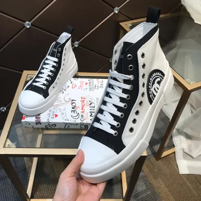 Dolce & Gabbana NS1 Black and White Canvas High-Top Lifestyle Sneakers 3