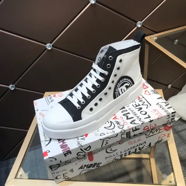 Dolce & Gabbana NS1 Black and White Canvas High-Top Lifestyle Sneakers 7