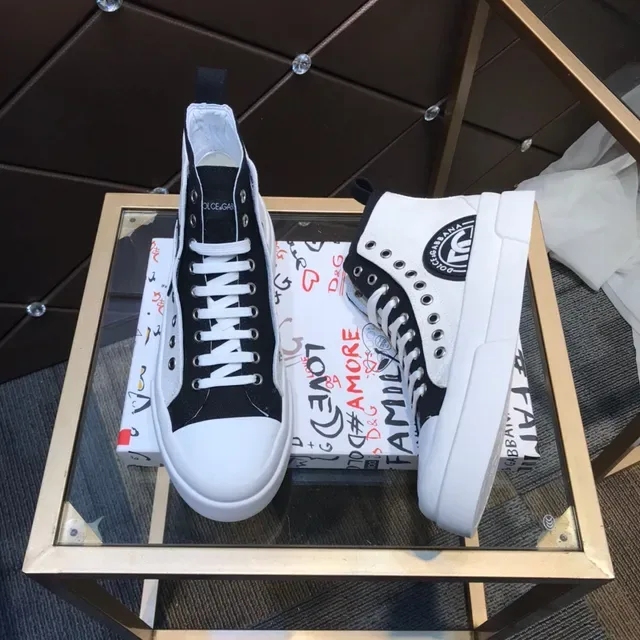 Dolce & Gabbana NS1 Black and White Canvas High-Top Lifestyle Sneakers 8