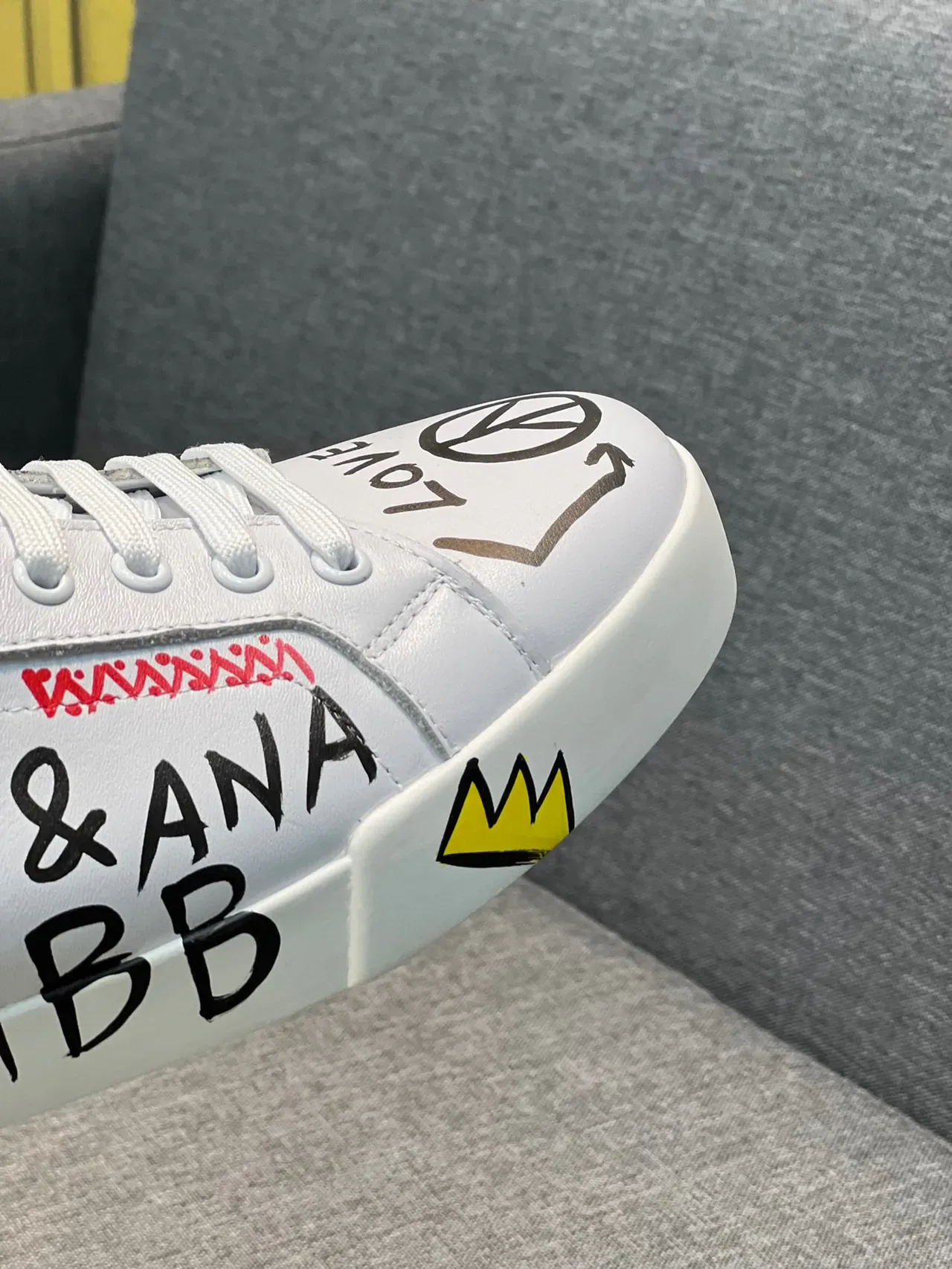 Dolce & Gabbana NS1 Graffiti White Leather Lifestyle Sneakers 3