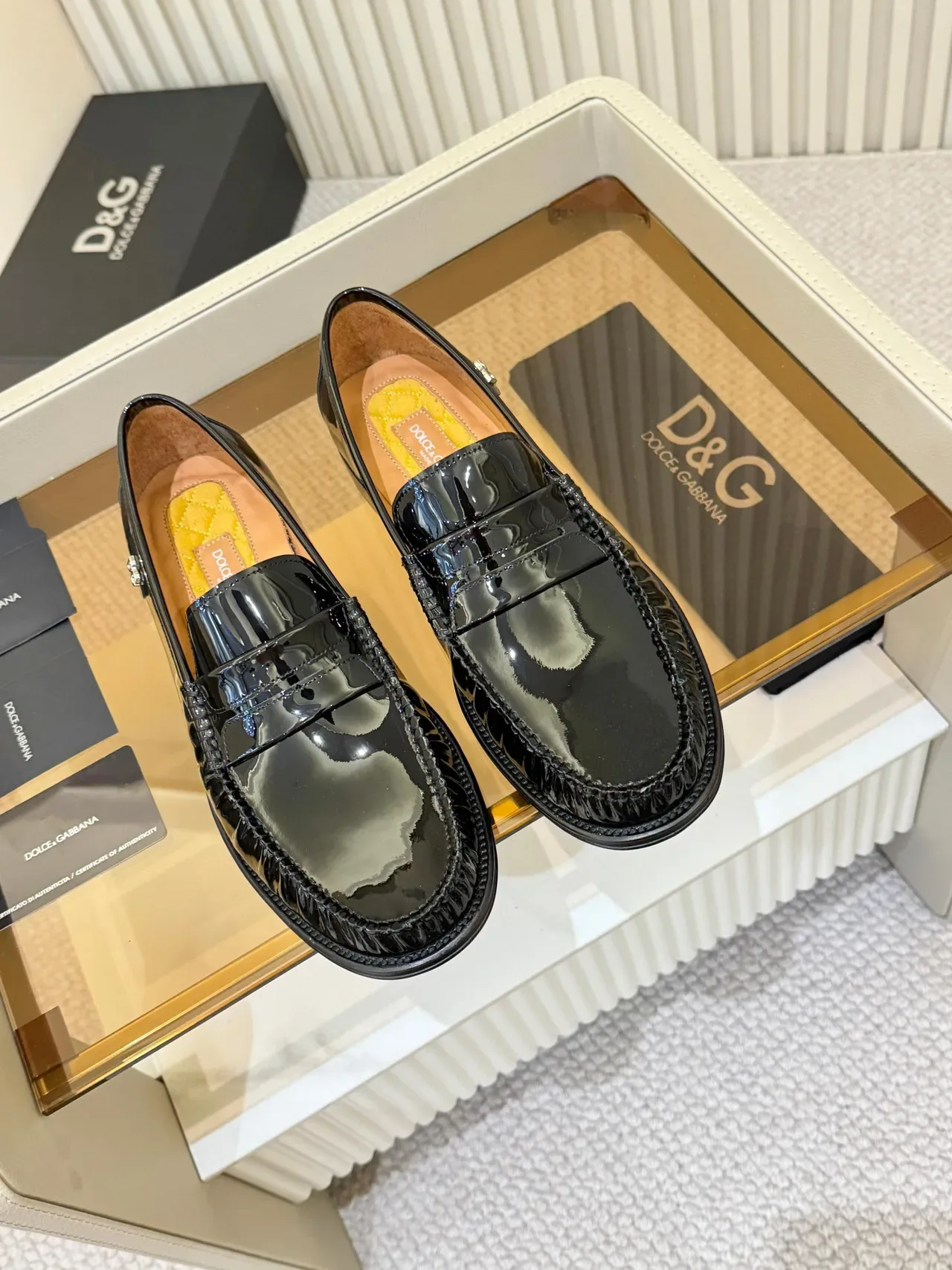 Dolce & Gabbana Mocassin Penny Noir Marron Cuir Patenté 4