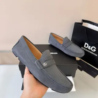 Dolce & Gabbana Penny Loafer Gray Beige Suede Upper Strap Loafer