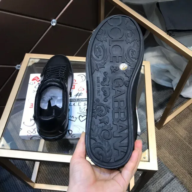 Dolce & Gabbana Portofino Black Low-Top Smooth Leather-Like Upper Lifestyle Sneakers 4