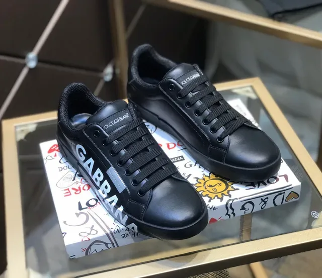 Dolce & Gabbana Portofino Black Low-Top Smooth Leather-Like Upper Lifestyle Sneakers 7