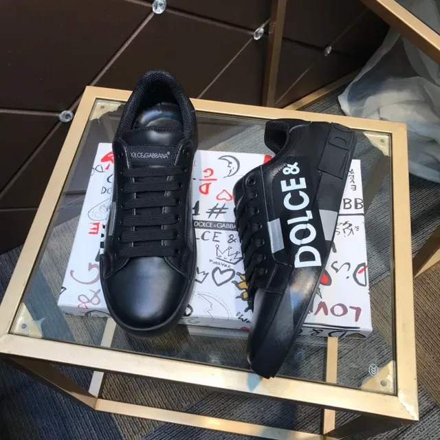 Dolce & Gabbana Portofino Black Low-Top Smooth Leather-Like Upper Lifestyle Sneakers 8