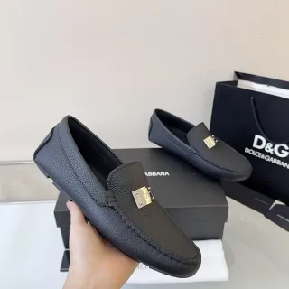 Dolce & Gabbana Portofino Black Pebbled Leather Loafer