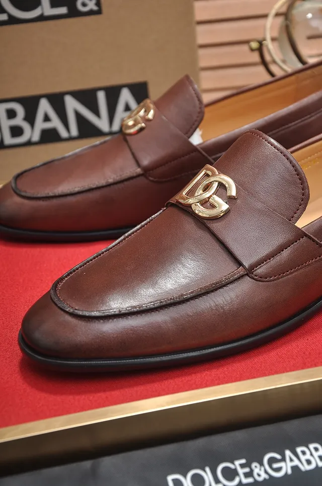Dolce & Gabbana Portofino Marron Doré Cuir DG Attache Horsebit Mocassins 2