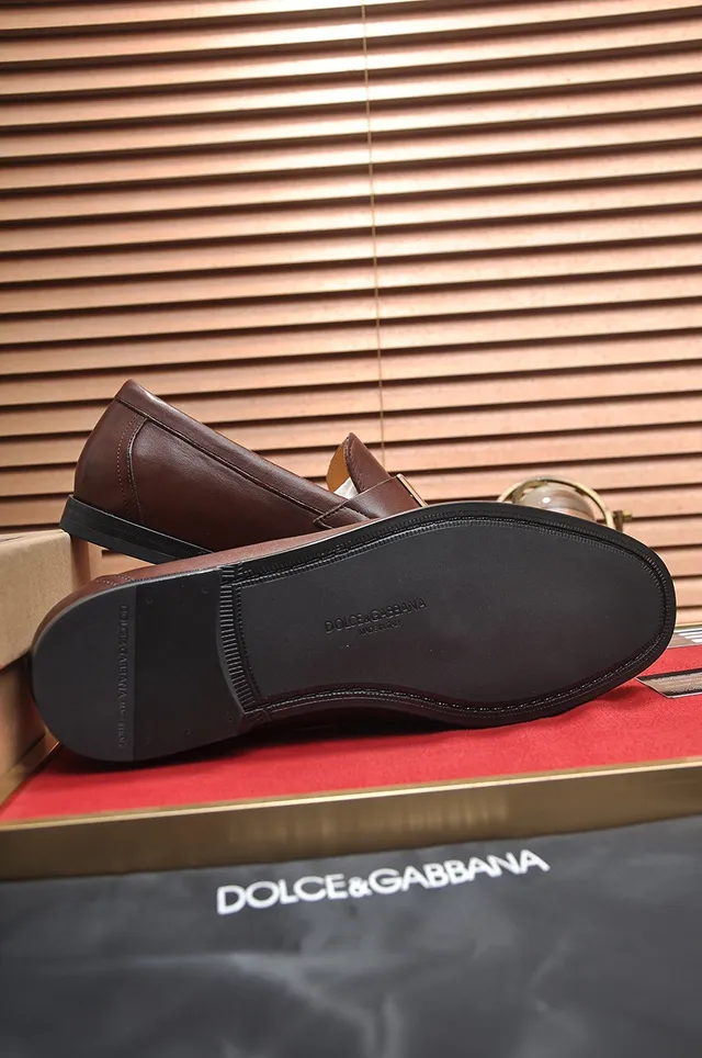 Dolce & Gabbana Portofino Marron Doré Cuir DG Attache Horsebit Mocassins 3