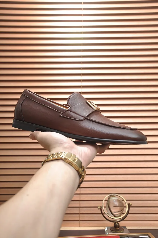 Dolce & Gabbana Portofino Marron Doré Cuir DG Attache Horsebit Mocassins 4