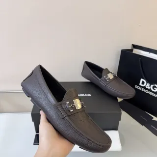 Dolce & Gabbana Portofino Brown Pebbled Leather Horsebit Loafers