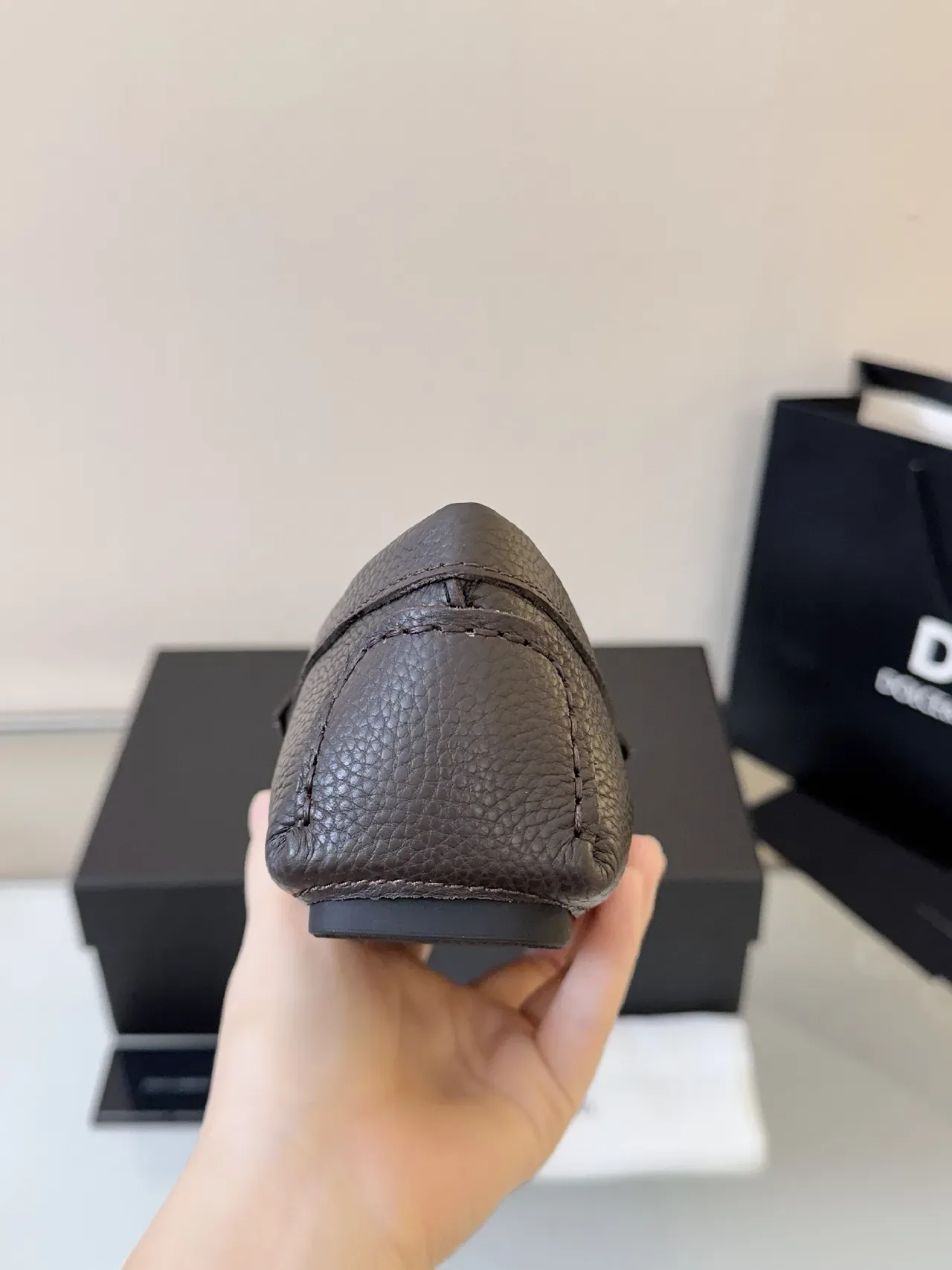 Dolce & Gabbana Portofino Marron Cuir Granulé avec Mors Mocasins 4