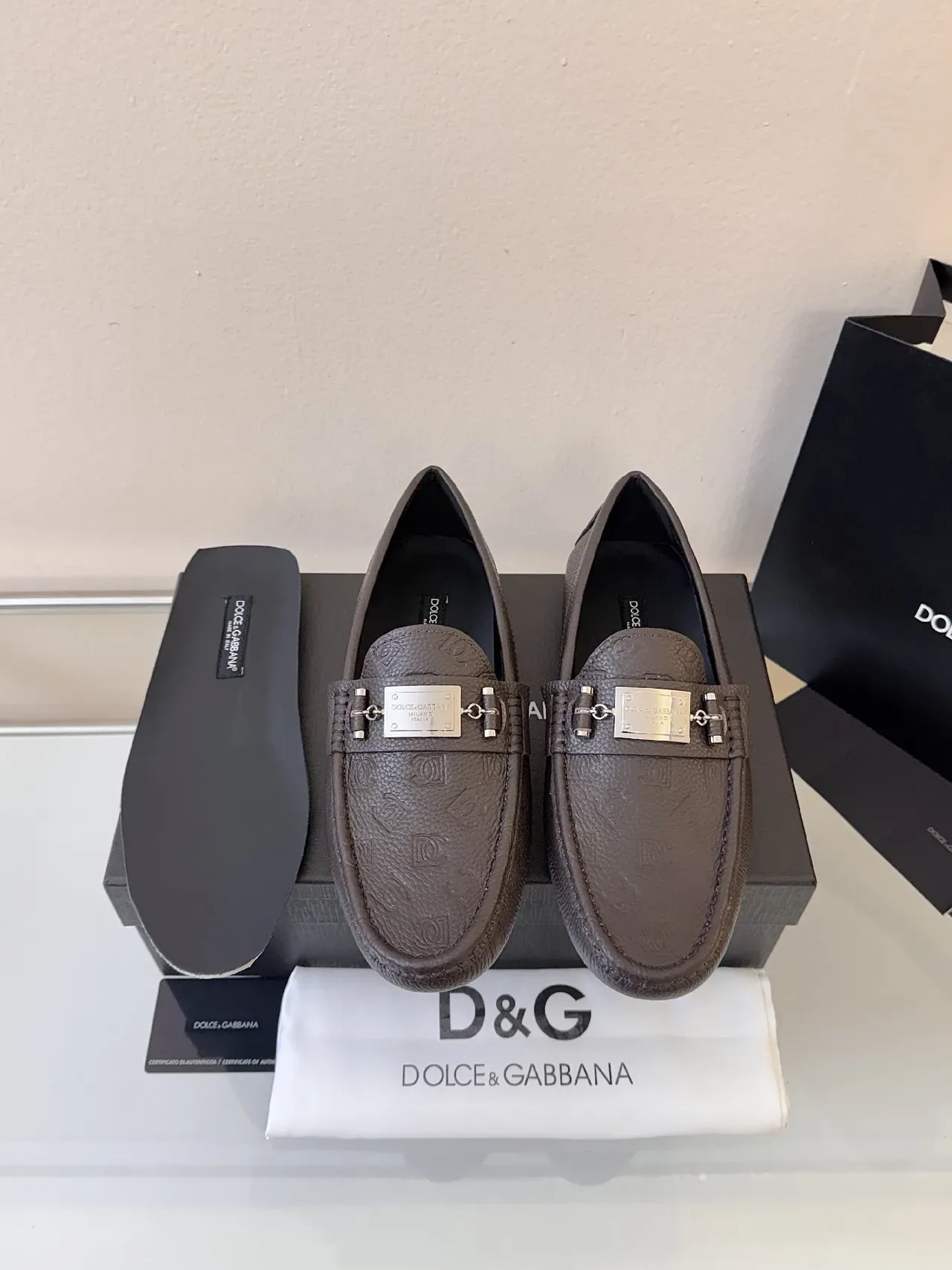 Dolce & Gabbana Portofino Marron Cuir Granulé avec Mors Mocasins 6