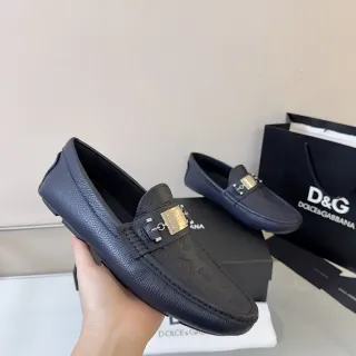 Dolce & Gabbana Portofino Navy Blue Embossed Leather Loafer