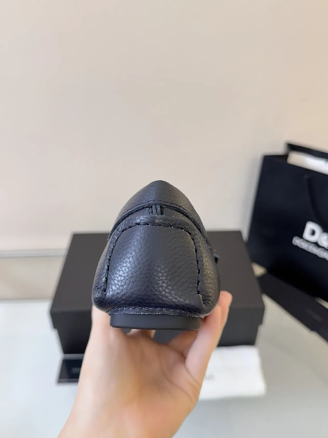 Dolce & Gabbana Portofino Bleu Marine Cuir Embossé Mocassin 4