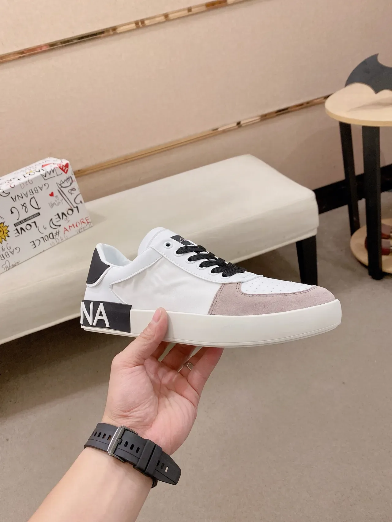 Dolce & Gabbana Portofino Blanc Beige Noir Chaussures lifestyle 5