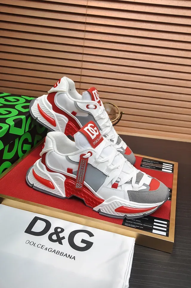 Dolce & Gabbana Runner Branco Sola Vermelha Upper Sintético Multicamadas Tênis Chunky 5