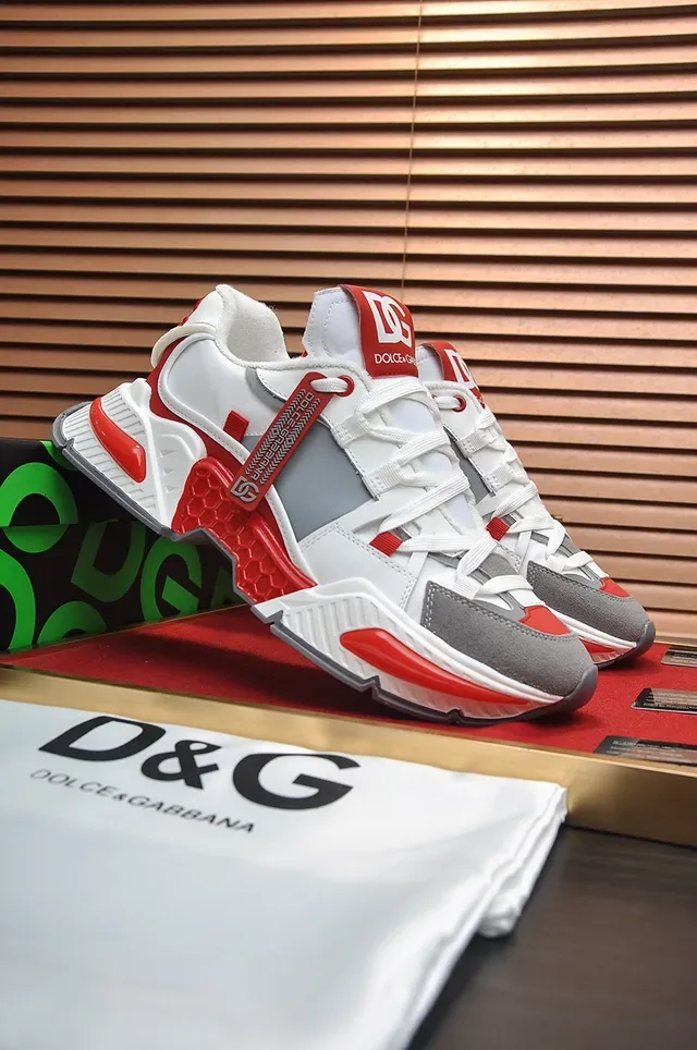 Dolce & Gabbana Runner Branco Sola Vermelha Upper Sintético Multicamadas Tênis Chunky 7
