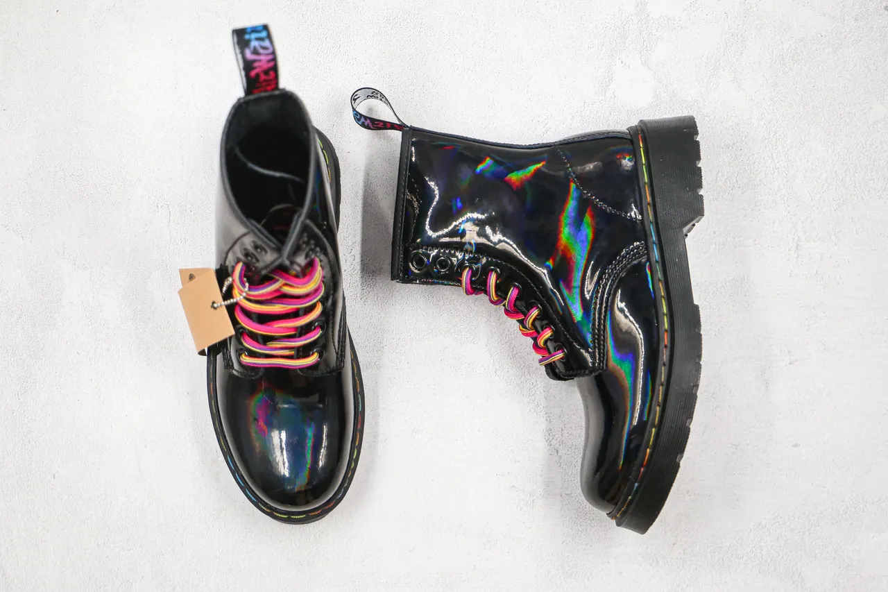 Dr. Martens 1460 Holographic Patent Black Martin Boots 10