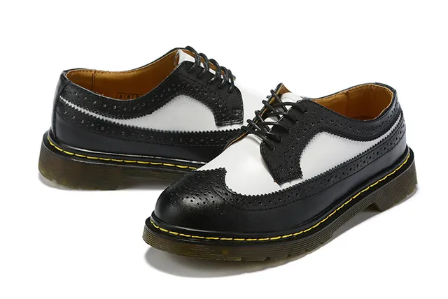 Dr. Martens 1461 Brogue Black White Two-Tone Wingtip Brogue 8