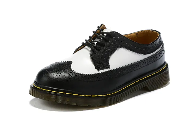 Dr. Martens 1461 Brogue Black White Two-Tone Wingtip Brogue 12
