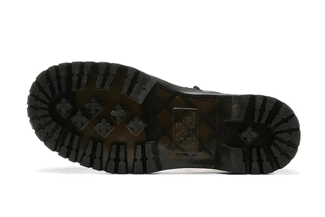 Dr. Martens Botas Martin Negro Amarillo Brillante Cuero con Grabado de Cocodrilo Suela de Plataforma 7