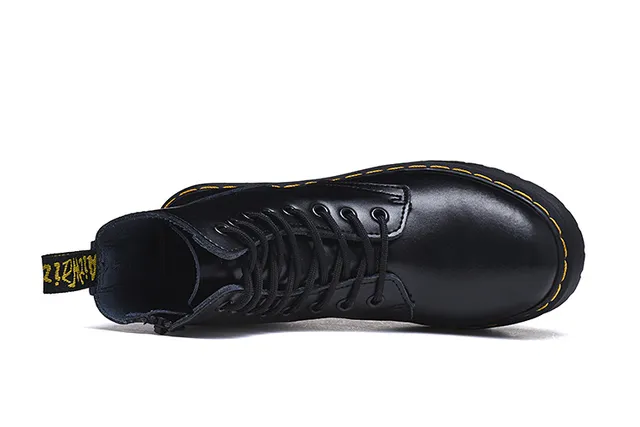 Dr. Martens Botas Martin Negras y Amarillas Suela Plataforma Costura Welt 3