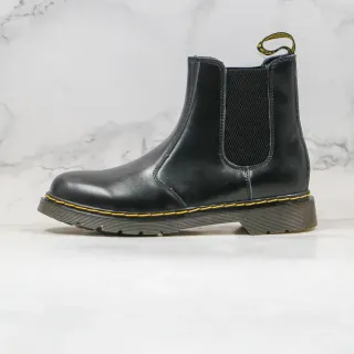 Dr. Martens Chelsea Boot Black Yellow Smooth Leather Welt Stitching Chelsea Boots