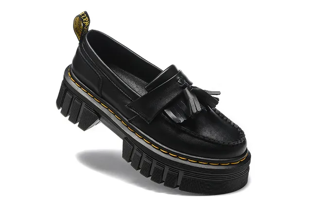 Dr. Martens Jadon Noir Jaune Bride à Franges Semelle Épaisse à Plateforme Mocassin 3