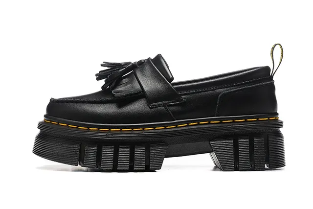 Dr. Martens Jadon Noir Jaune Bride à Franges Semelle Épaisse à Plateforme Mocassin 4
