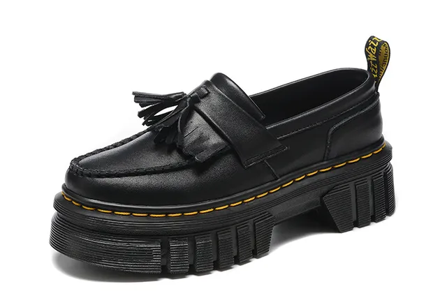 Dr. Martens Jadon Noir Jaune Bride à Franges Semelle Épaisse à Plateforme Mocassin 5