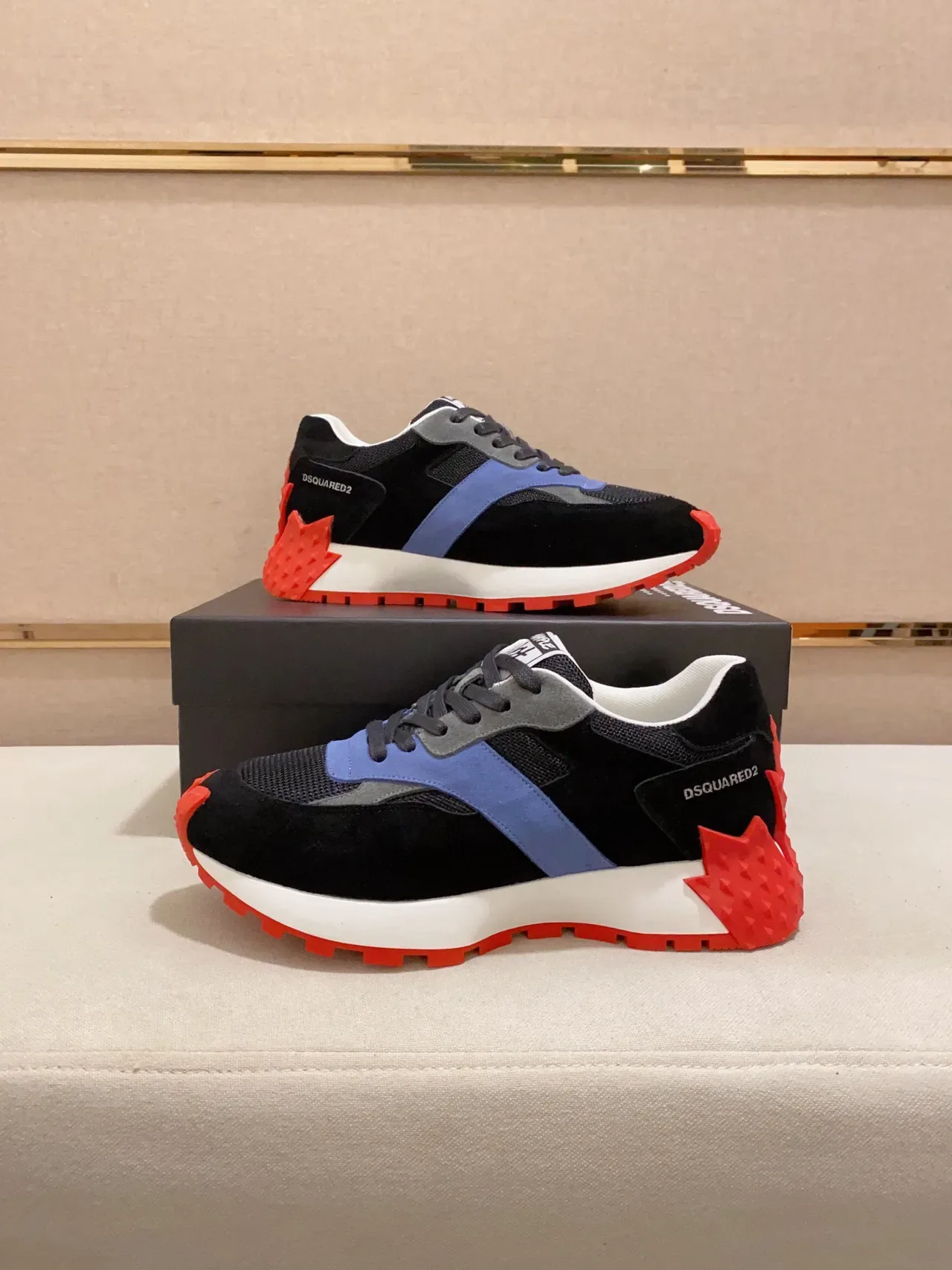 Dsquared2 ICON Black Blue Red Chunky Sneakers 7
