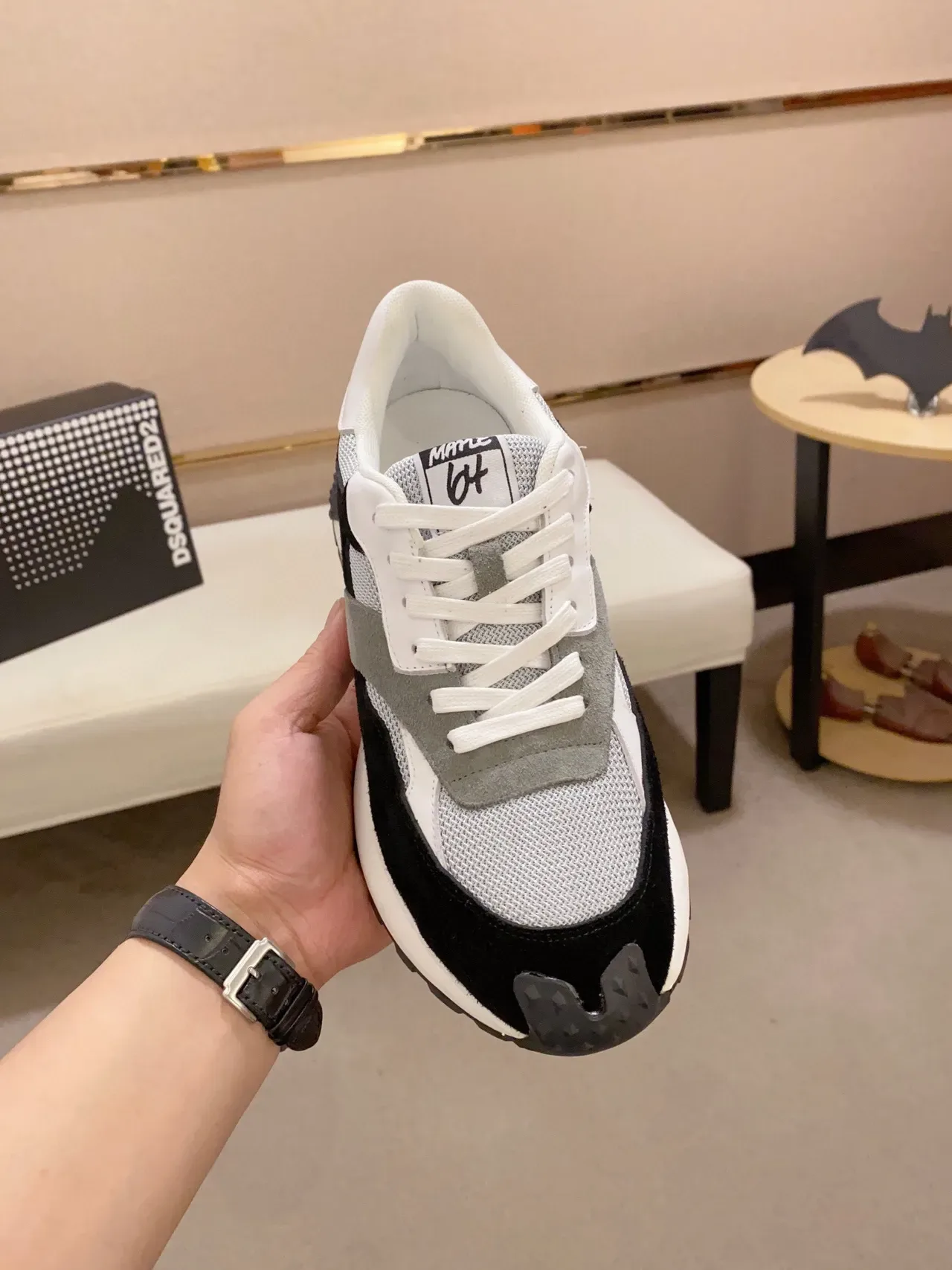 Dsquared2 ICON Sneakers Chunky Layered Noir Gris Blanc 9