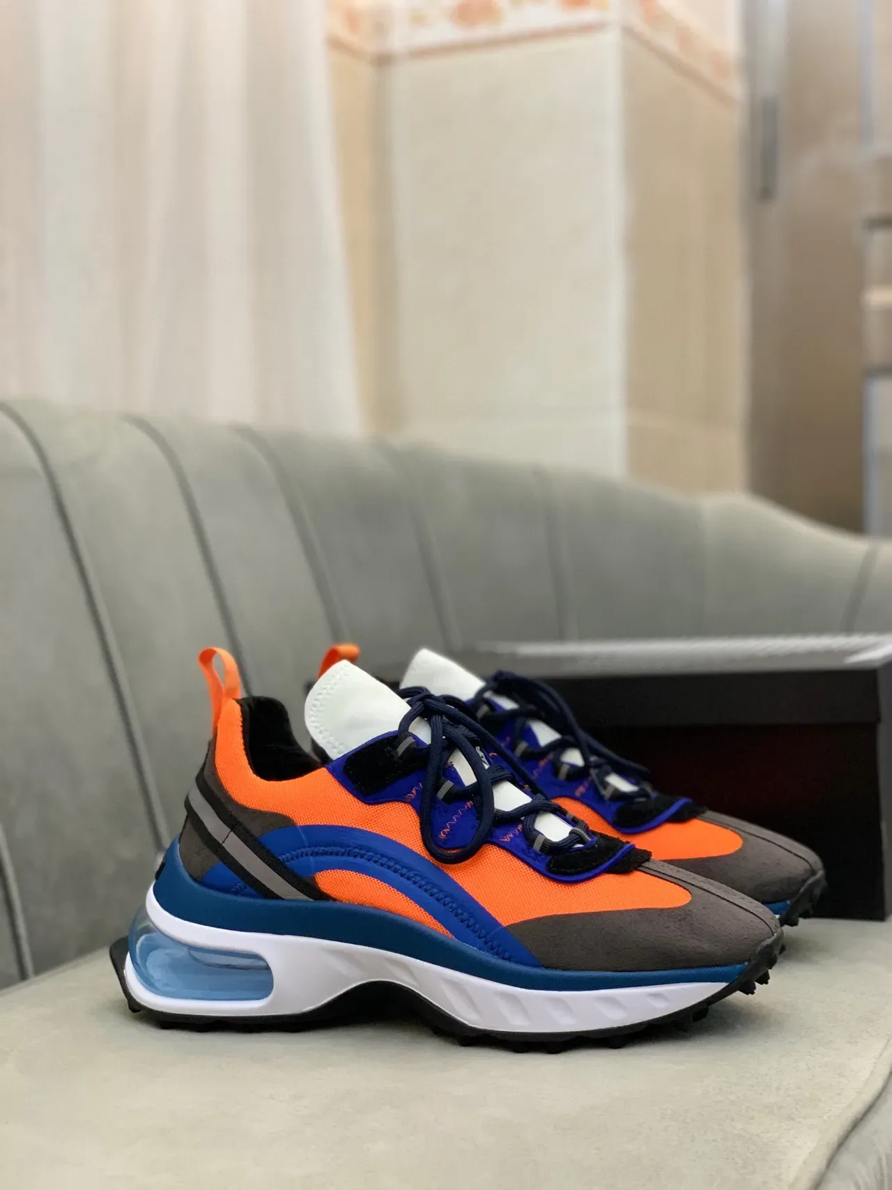 Dsquared2 ICON Orange Blue Gray Chunky Sneakers 8