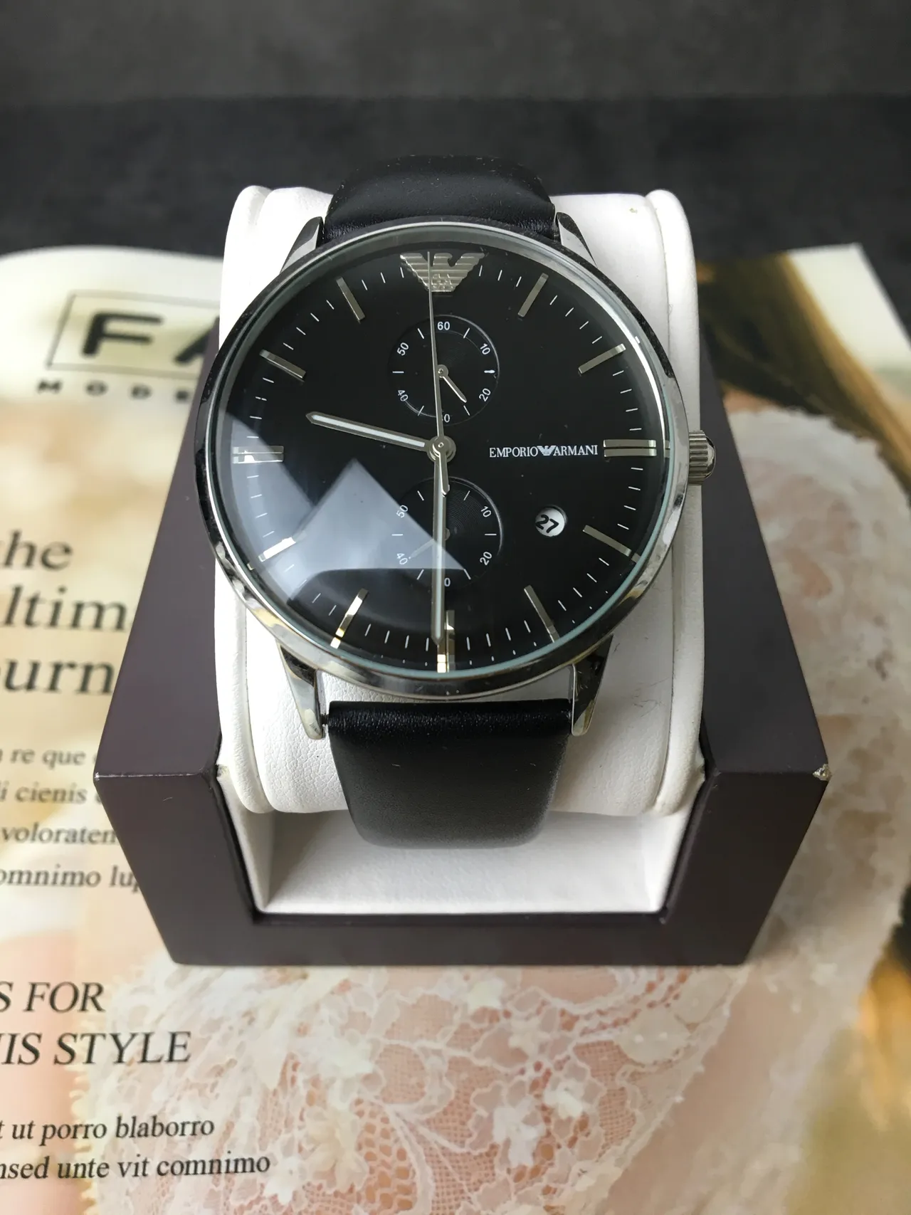 Emporio Armani Chronograph Black Dial Quartz Watch 2