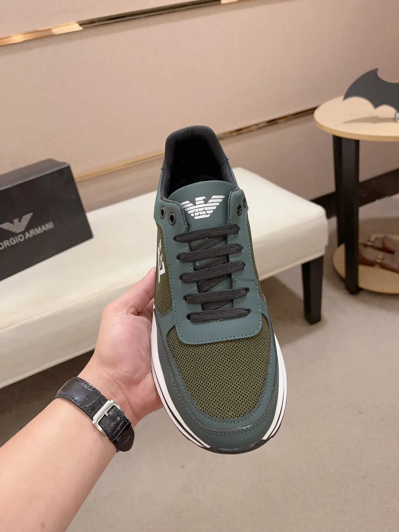 Emporio Armani EA7 Two-Tone Green and White Lifestyle Sneaker 3