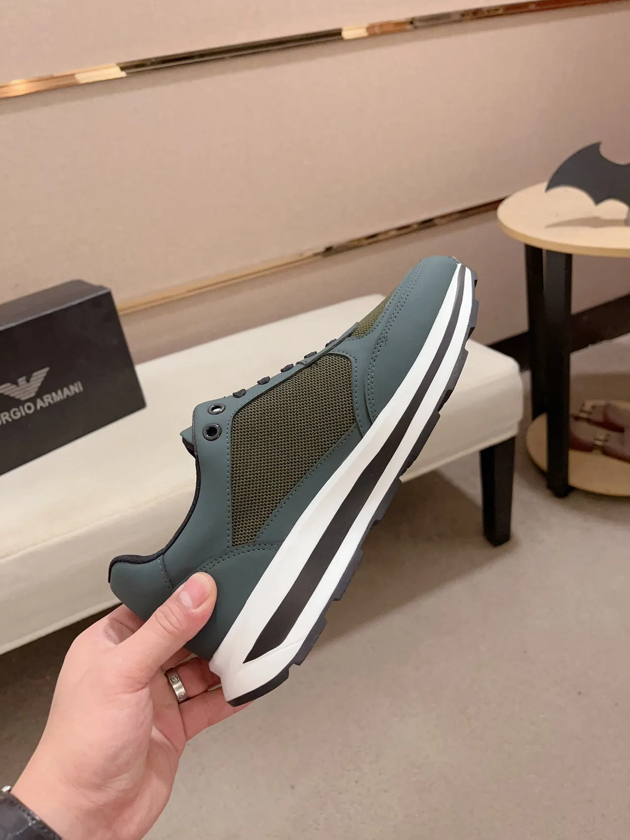 Emporio Armani EA7 Two-Tone Green and White Lifestyle Sneaker 6