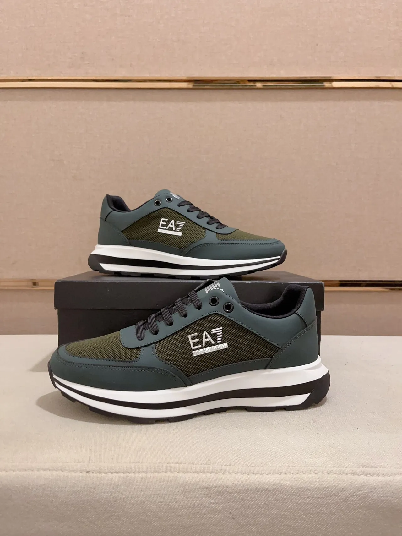 Emporio Armani EA7 Two-Tone Green and White Lifestyle Sneaker 8