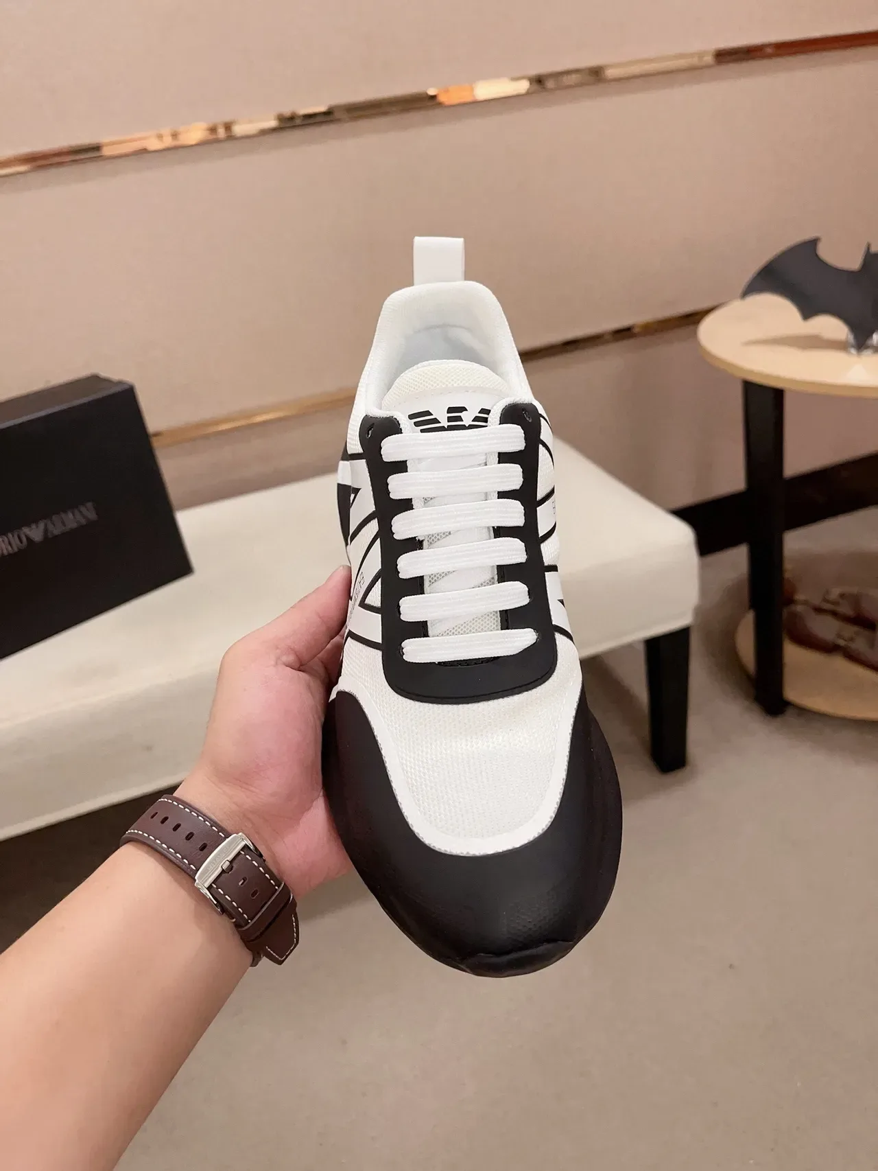 Emporio Armani Lifestyle Sneaker Black and White Monochrome Logo Sneaker 2