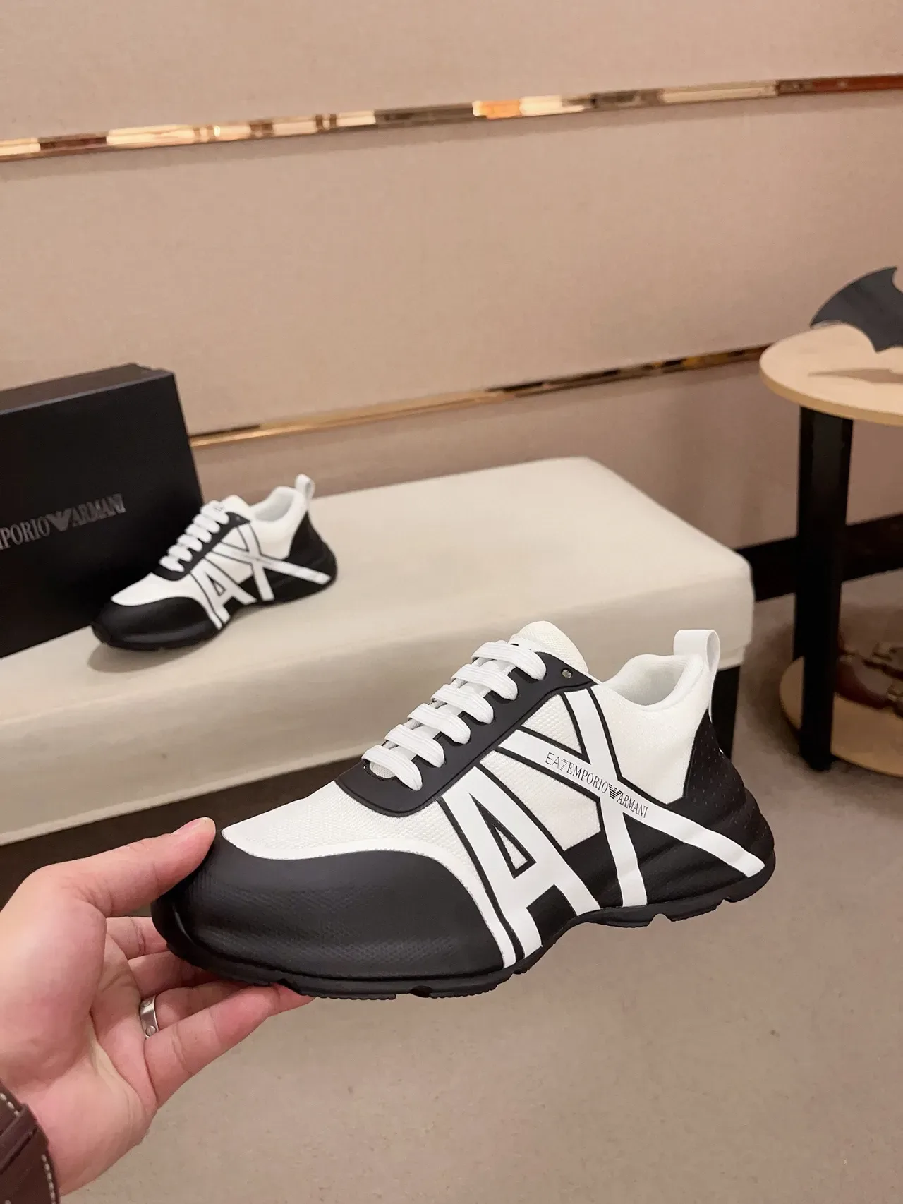 Emporio Armani Lifestyle Sneaker Black and White Monochrome Logo Sneaker 3