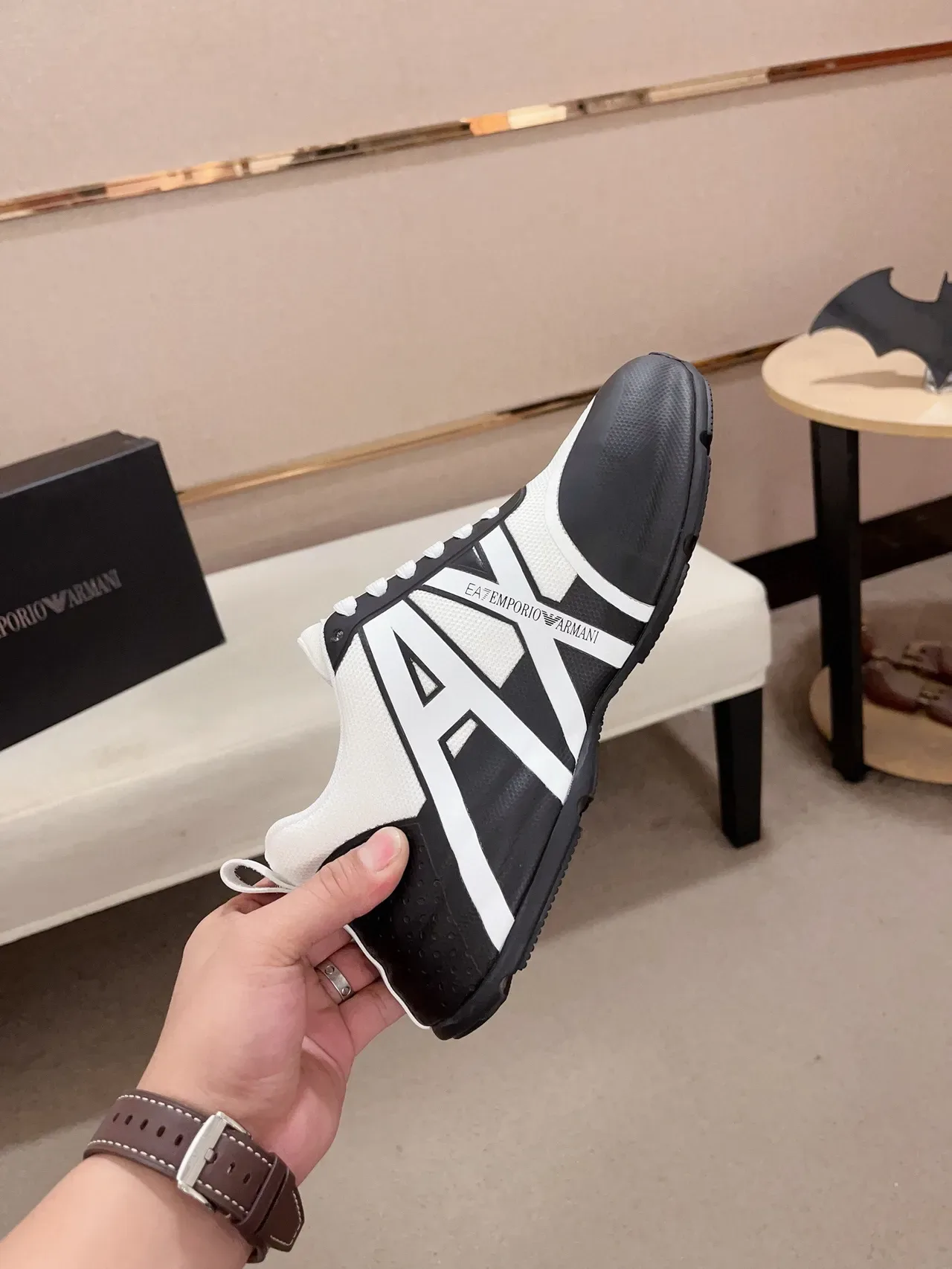 Emporio Armani Lifestyle Sneaker Black and White Monochrome Logo Sneaker 5