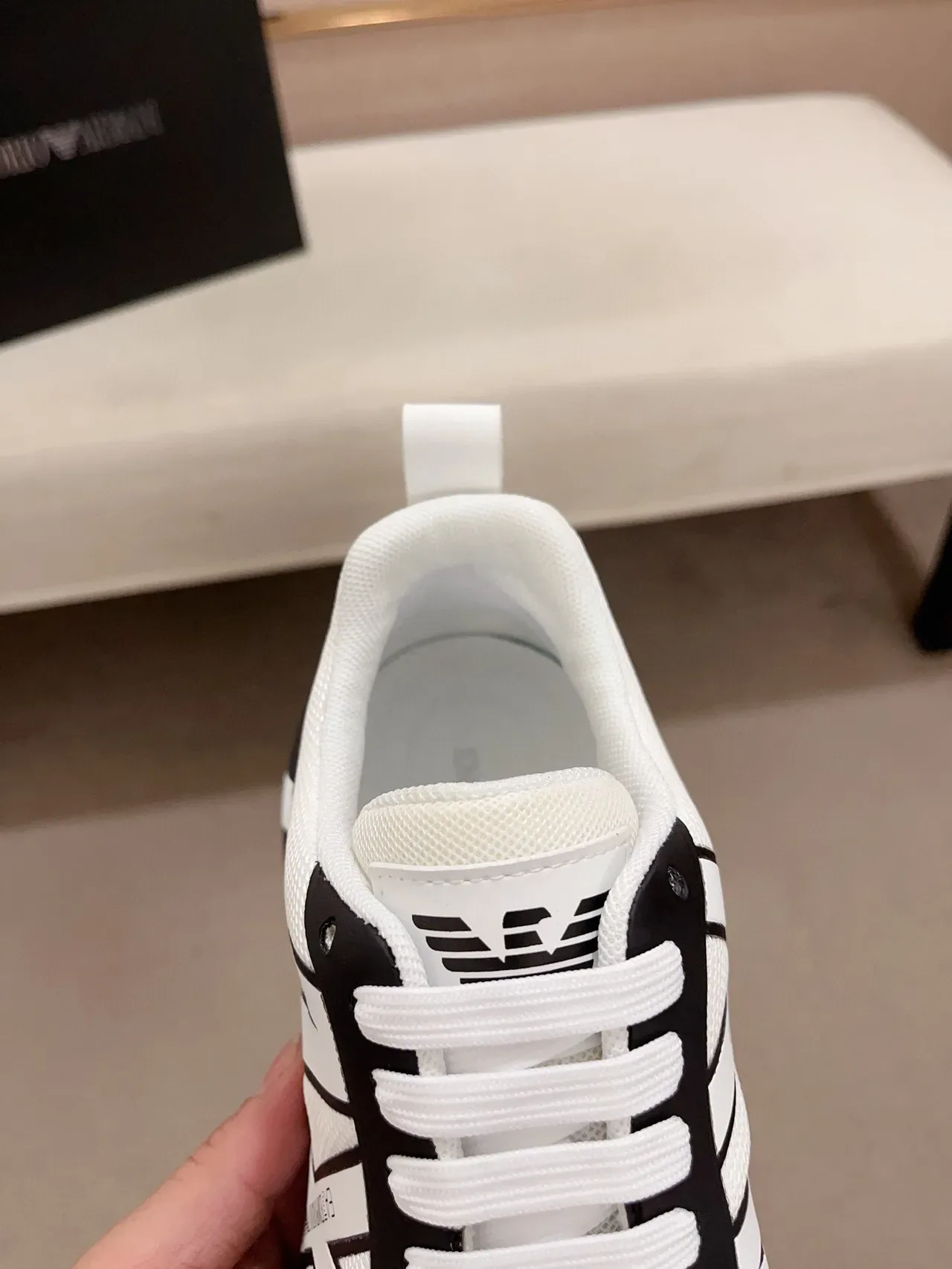 Emporio Armani Lifestyle Sneaker Black and White Monochrome Logo Sneaker 6