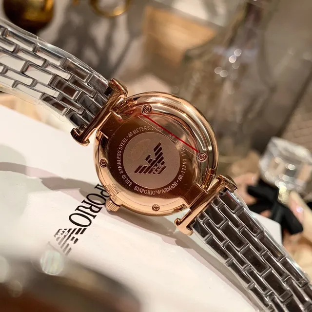 Emporio Armani Pavé-Crystal Dial Montre quartz or rose et argent 3